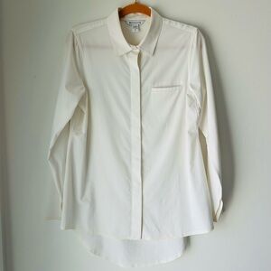 Athleta White Long Sleeve Women's Dress Shirt